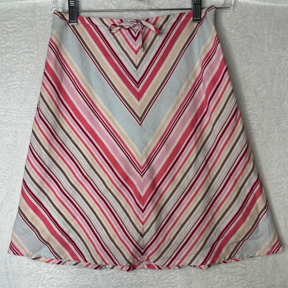 Old Navy Y2K Skirt Women 12 Pink Striped Chevron A-Line Knee Length